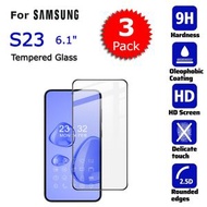 AOE - SAMSUNG-(3片裝)黑邊全屏 S23 6.1" 鋼化玻璃手機屏幕 日本材料保護貼 9D 硬度, 9H 耐刮花, Screen Protector -手機貼,保護貼