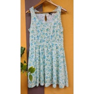 ️Flower Dress Sleeveless White Blue Flower Pattern Label XL Songkran