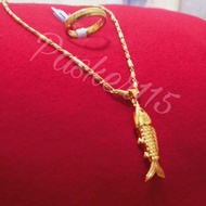 kalung liontin bentuk ikan free cincin lapis emaskadar muda 666k