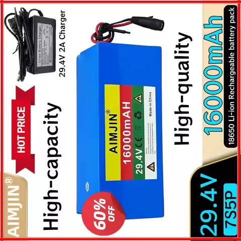 7s5p 16000mah 24V 16ah 18650 Lithium Battery 1000w with BMS 29.4V Electric Scooter Power Battery
