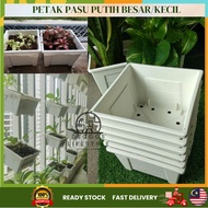 Petak Pasu Putih Besar dan Kecil Pasu Plastik White Square Plastic Flower Pot Hanging Pot Pasu Gantu