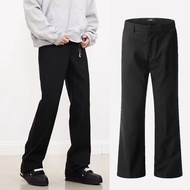 Men's Quality All-match All Black Simple Loose Straight Leg Flared Trousers with Elastic Waistband S