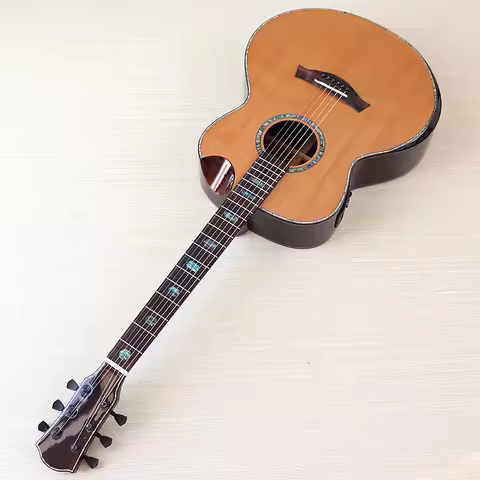 Solid Red Cedar Top Acoustic Guitar/Classical Guitar with Armrest Bone Nut 6 String 40 Inch High Glo