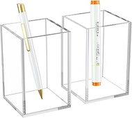 HIIMIEI Acrylic Pen Holder, Desk Accessories Pencil Cup For Pen Marker Ruler Eraser, Clear Acrylic M
