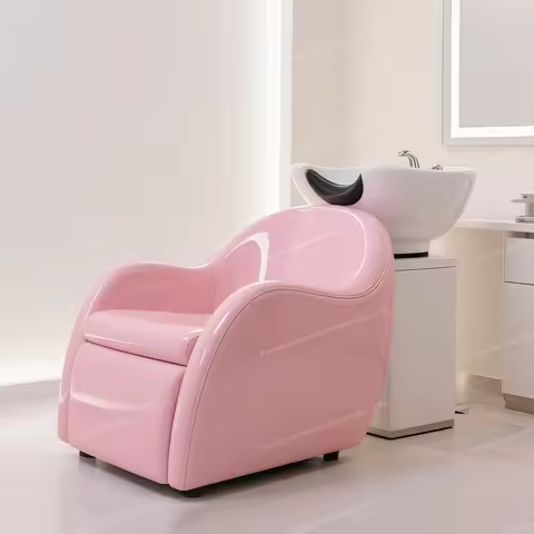 Modern Beauty Salon Furniture Head Spa Pink Shampoo Chair Bed Hair Washing Chair Massage Head Spa Sh