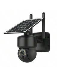 1入組黑色塑料4g Sim卡lte無線太陽能安全攝像機,帶有pir運動檢測和警報通知,適用於室外院子