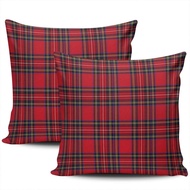 Home Decoration Throw Pillow Cases Covers Royal Stewart Tartan Plaid Red Pillowcases Square Two Side
