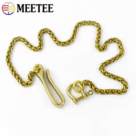 6MM*45CM Solid Brass Trousers Jeans Wallet Chain Keychain Metal Buckle Clips Snap Hook Belt Chains D