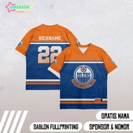 Custom Jersey/Shirt Name and Number Oversize OILERS EDMONTON Navy Orange Boys/Girls, and Children, F