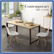 DorNordic Modern Dining Set Table with 4 Chair | Dining Set 4 Seater | Meja Makan 4 kerusi