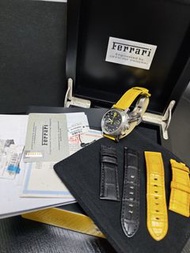 Panerai Ferrari 沛納海法拉利系列FER00019極罕有黃色法拉利計時腕錶全套齊全片紙不漏40mm自動機芯連原廠摺疊扣跟原廠皮帶及兩條優質訂造鱷魚皮帶