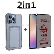2in1 Phone Case+Anti-Spy Ceramic Film For Vivo Y01 Y02 Y02A Y02T Y03 Y04 Y11 Y12 Y17 Y18 Y15 Y15A Y1