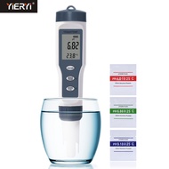 Yieryi เครื่องวัดค่า pH/TDS แบบดิจิทัลพร้อมเครื่องทดสอบค่า pH แบบ ATC เครื่องวัดค่า pH TDS Temp 3-in