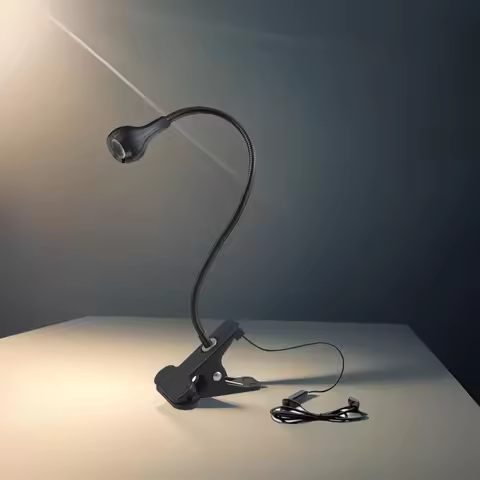 360 Degrees Flexible Desk Lamp with Holder Clip USB Power Lamp Reading Book Light Clip-On Cable With
