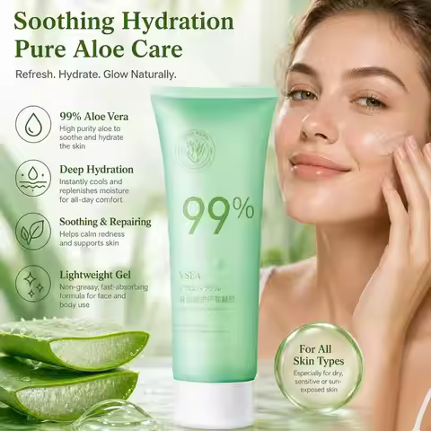 100g Hydrating Aloe Vera Gel Moisturizing Face Cream After Sun Repair Soothing Skin Gel 24H Long Las