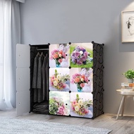 🟢Flowery Roses 9 cube Black  Wardrobe / ALmari Baju