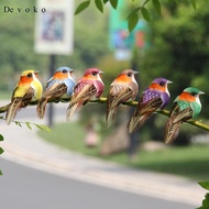 Devoko 6x Artificial Feather Bird Statue Simulation Garden Figurine for Yard Shelf