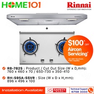 Rinnai Slimline Hood 90cm RH-S95A-SSVR &amp; Built-In Hob RB-782S - LPG / PUB