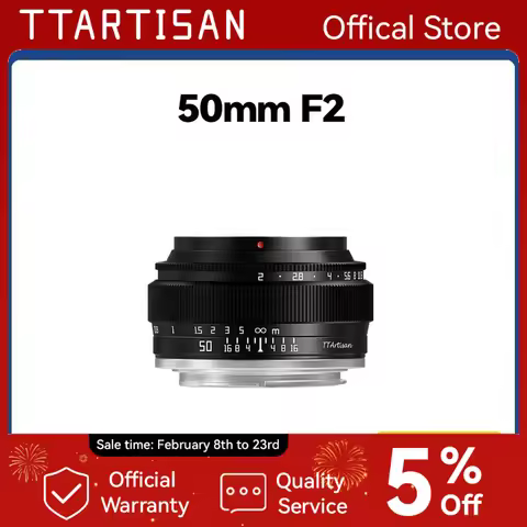 TTArtisan 50mm F2 Prime Lens for Sony E Mount Fujifilm XF Canon M Leica L Nikon Z Panasonic Olympus 