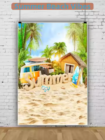 Summer Hawaii Beach Photography Backdrop Tropical Flowers Aloha Flamingo Surfboard Seaside Birthday 