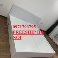 Giường ngủ gỗ công nghiệp có ngăn kéo 1m2-trắng