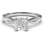 Sterling Silver 4-Prong Petite Twisted Vine Simulated 1.0 CT Diamond Or Moissanite Engagement Ring P