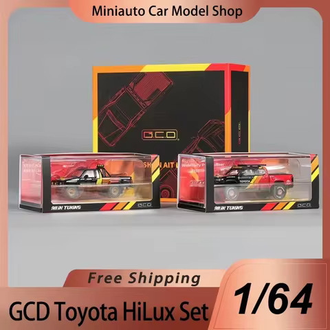New In Stock Gcd 1:64 Toyota Hilux And Toyota Tacoma Two Car Set Alloy Miniature Diecast Model 2024 