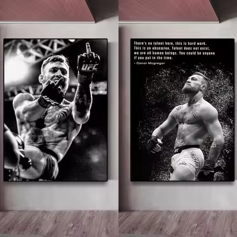 Motivational Conor McGregor Boxing Canvas Print Professional Boxer Poster Wall Art for Gym Home Offi