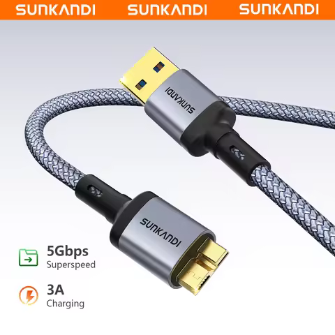 SUNKANDI Micro USB 3.0 Cable USB 3.0 Type A to Micro B Cord for Samsung Galaxy S5 Note 3 Camera Hard