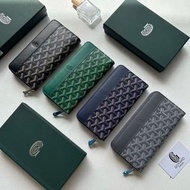 ✨Goyard matignon Y字老花滿印帆布拼牛皮革銀包