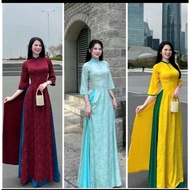 SET OF SILK Brocade Ao Dai with Loose Sleeves (WITH 30-TUBE DOWN PANTS) AVAILABLE IN THREE COLORS BL