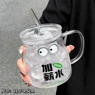 Glass cup office water cup office coffee cup tall appearance style straw cup      Glass cup for offi