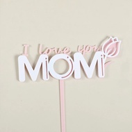 Insert Card 2026 Pink White Tulip MOM Mother's Day Cake Decorating Plug-In Flower Mother's Holiday H