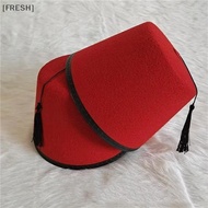 [FRESH] Round Felt Fez Cap Breathable Red Color Fez Hat Moroccan Hat Cosplay Turkish sels Cap Festiv