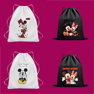 Tas Serut Kanvas Tas Ransel Gendong Mickey Mouse Lucu Tas Anak Sekolah Remaja Dewasa Wanita Tas Sele
