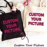 Custom Upload Images Customized Tote Bag, Reusable Grocery Bag, Large Capacity, All-Purpose, Cute, K