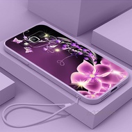 Case for Samsung J2 prime J2 plus J4 Plus J4 prime J6 Plus J6 prime J7 2017 J7 prime purple rose new2023 phone case straight edge liquid silicone protective cover give hanging rope