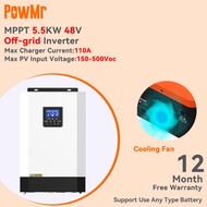 PowMr MPPT 3.5KW/5.5KW Solar Hybrid Inverter With Built-in 110A 500VDC MPPT Solar Charge Controller 