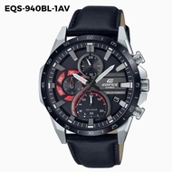 Jam Tangan Casio Edifice Sporty Solar Power EQS-940BL Hitam dengan Strap Kulit Hitam dan List Merah