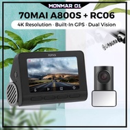 70mai A800s -1  Dash Cam 4K A800S+Rear Cam Set Global Version