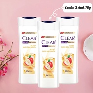 Dầu Gội Clear Táo 70g – Combo 3 chai – Mát Lạnh Sảng Khoái Sạch Gàu Tức Thì Chai Mini Tiện Lợi