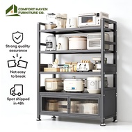 Comfort Haven Furniture Co. Kitchen Rack with Cabinet Multifunctional Storage Rack Shelf with Doors