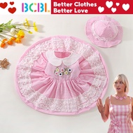 Barbie Dress For Baby Girl 1-2 Years Old Plaid Sleeveless Pink Dress With Hat Set Kids Girl Dress