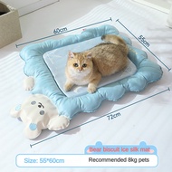 Bed Cat Keep Cooling Pad Mat For Cats Dogs Puppy Dog Bed Sofa Indoor Sleeping Ice Cat Pad Cozy Cushion Kitten Bed Cute Bear Shape Cat Mat Blue