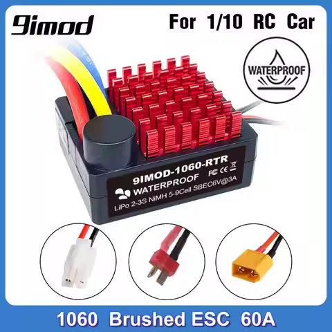 9IMOD 1060 RTR 60A ESC Brushed Electronic Speed ​​Controller 2-3S LiPo Waterproof BEC 6V3A for 1/10 