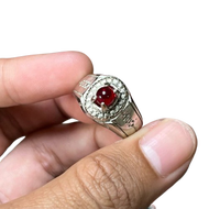 Cincin Pria Wanita Batu Merah Delima Tetes Air Minimalis Keren