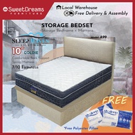 A99 Bed Frame | Frame + 10" Mattress Bundle Package | Single/Super Single/Queen/King Storage Bed | Divan Bed