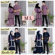 KEENAN Gamis Baju Couple Syari Busui Renda Polos Ungu Violet Biru Navy