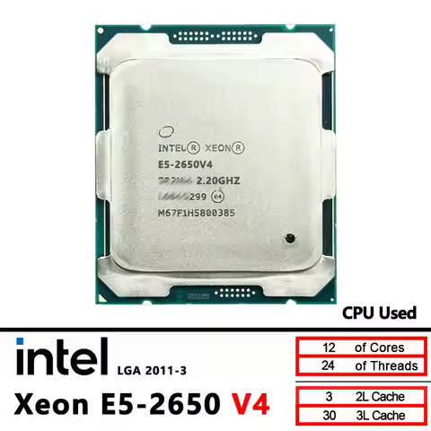 Intel Xeon Used E5 2650V4 E5 2650 V4 2.2GHz 12-Cores CPU processor LGA 2011-3