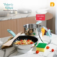 Values kitchen set of 5 blue Non-Stick Pans